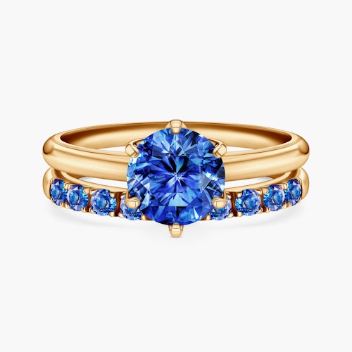 Obrączki The Journey: złote, niebieski szafir, półokrągłe, 2 mm i 3 mm